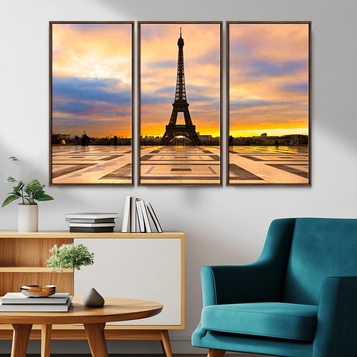 Paris Eiffel Tower Sunset Canvas Wall Art Print - Iconic