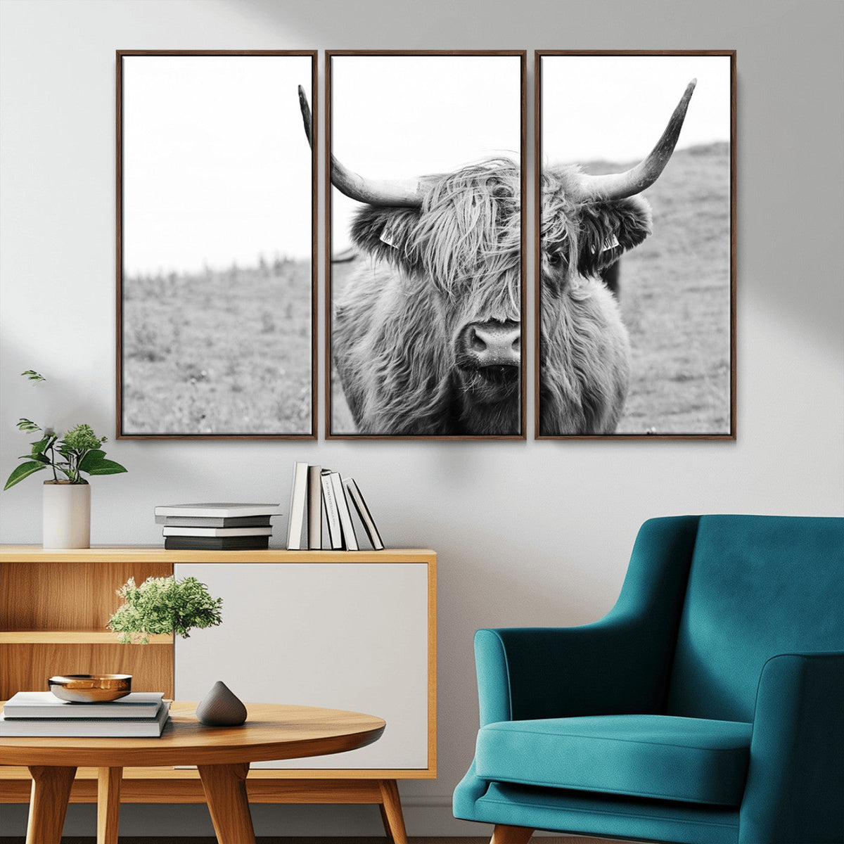 Newfoundland Cow Art Wall Art, Black White Cow Art Wall Art