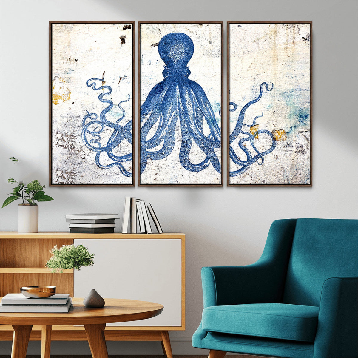 Octopus Canvas Wall Art | Coastal Marine Life Artwork for
