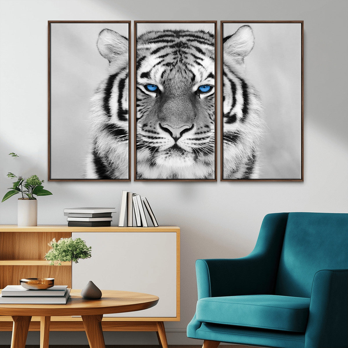 Black and White Tiger Wall Art Animal Canvas Print