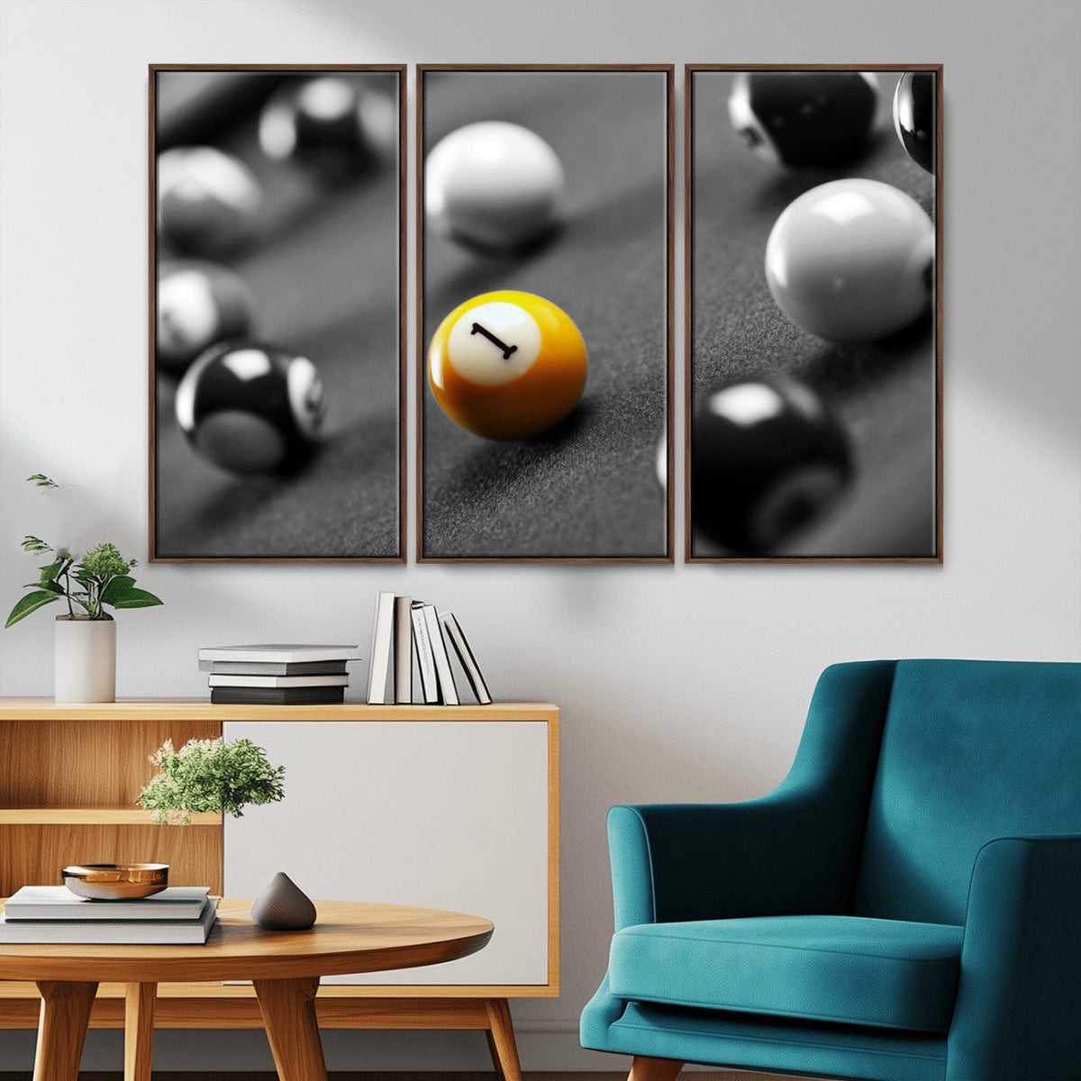 Wall Art Pool Table and Balls Canvas Print