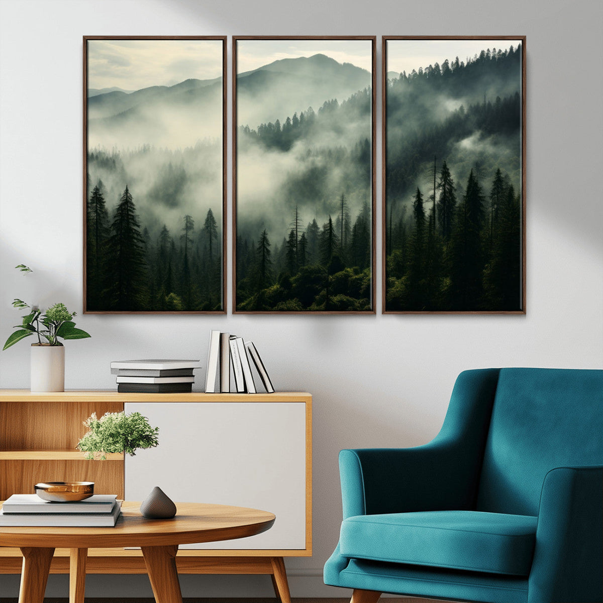 Captivating Misty Forest Wall Art Premium Canvas Print a