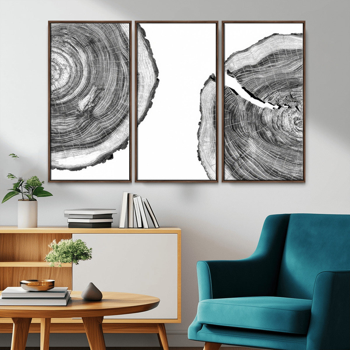 Abstract Large Tree Rings – Minimalist Black and White Wood