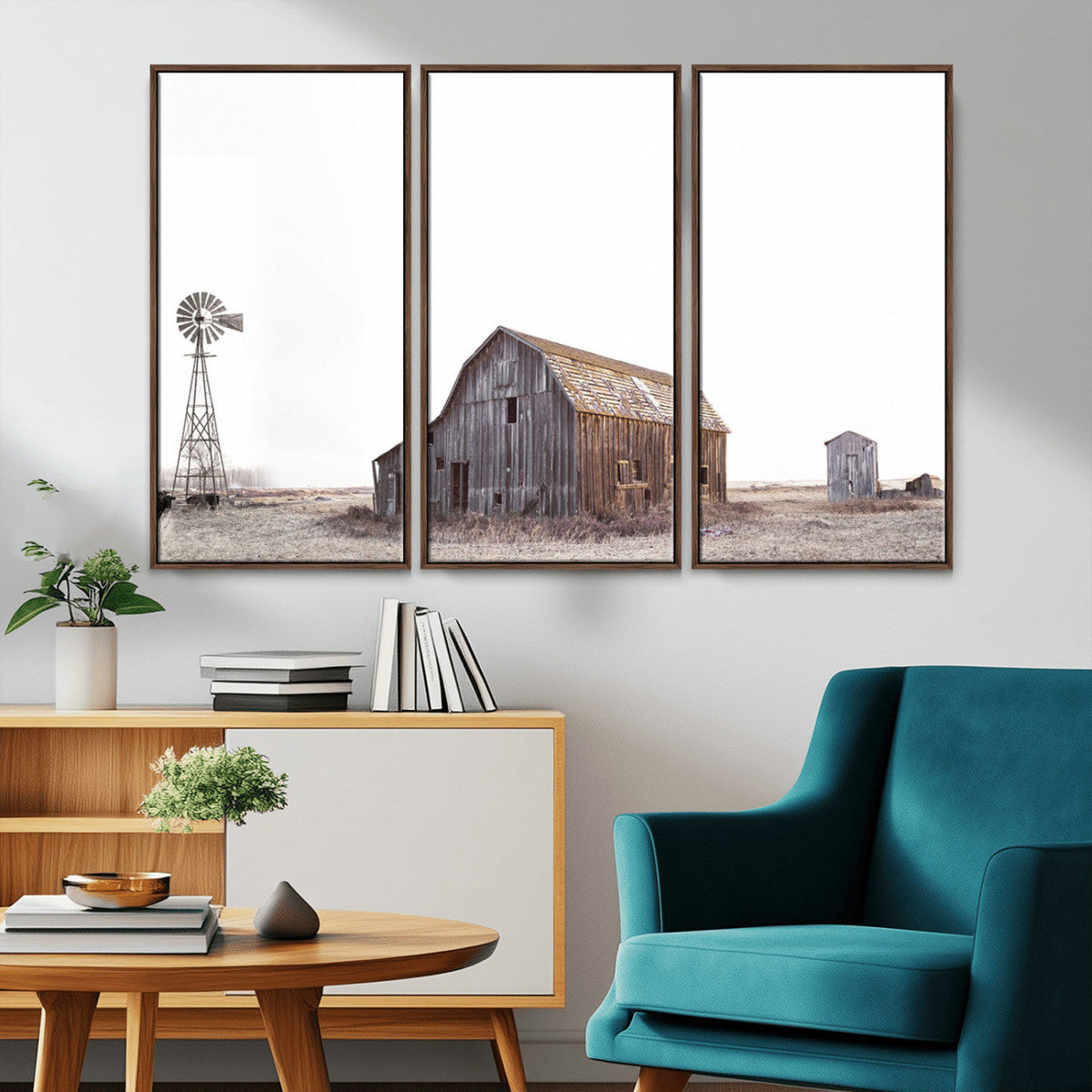 Set of 3 Rustic Farmhouse Wall Art Prints – Country Barn,
