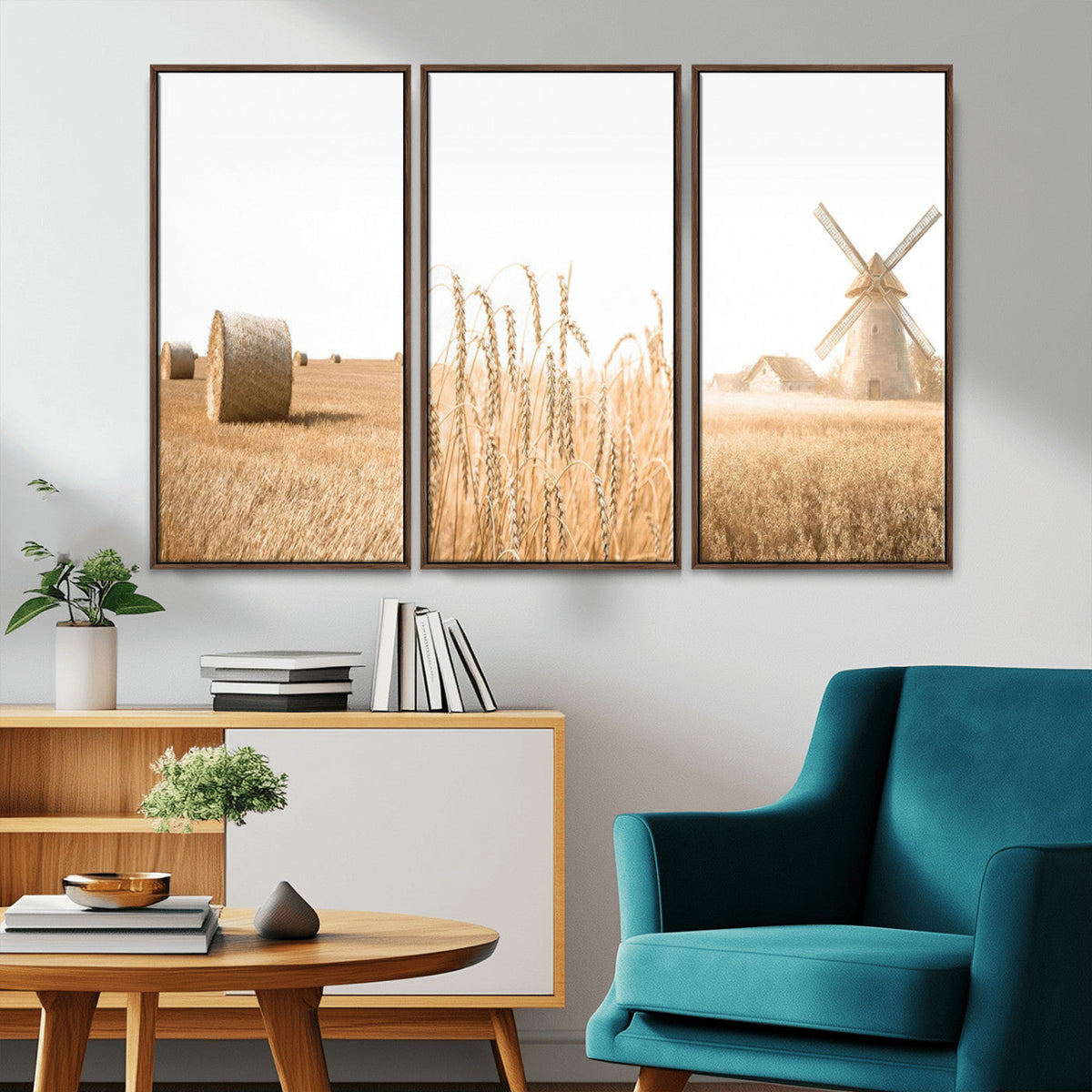 Vintage Farmhouse Triptych Wall Art – Giclée Canvas