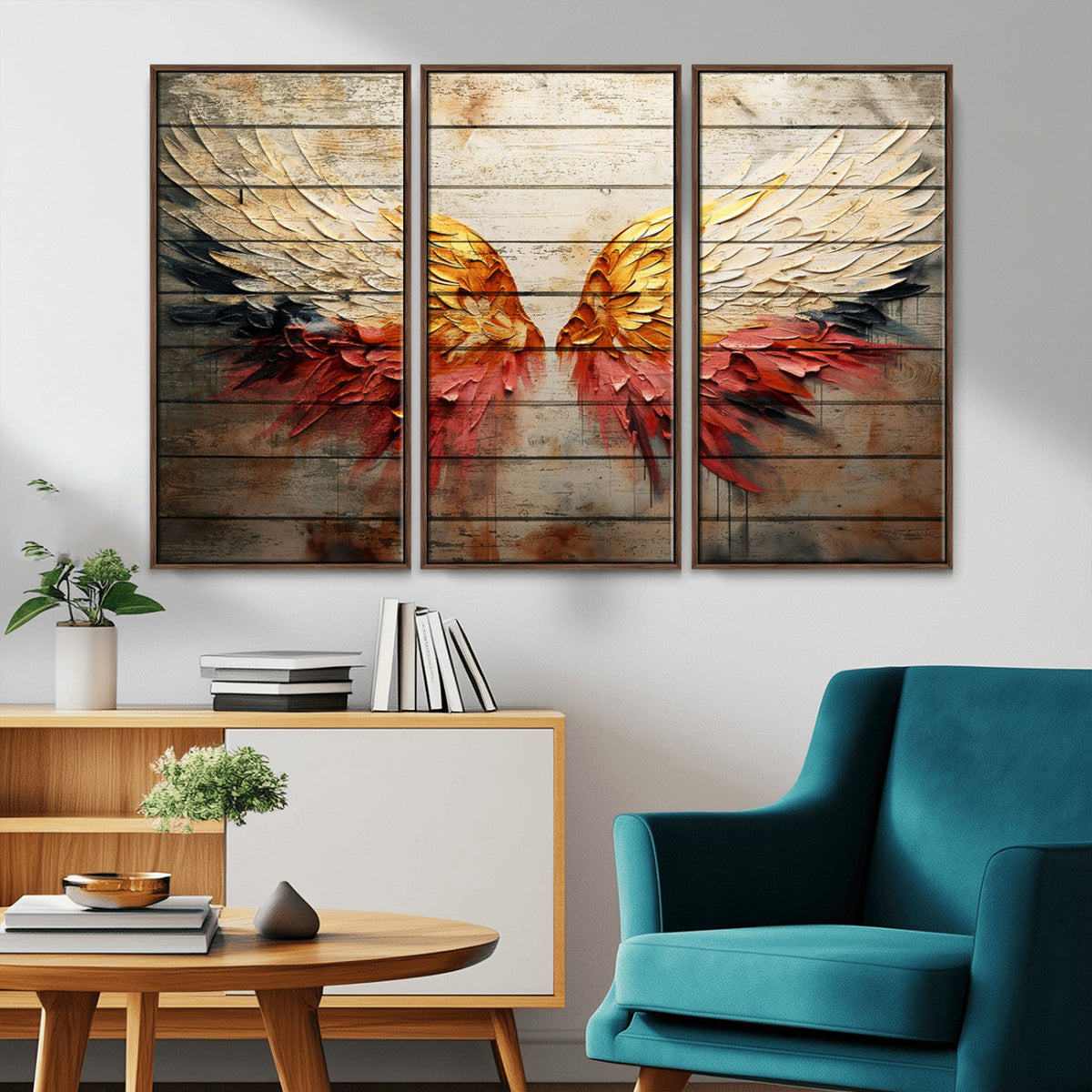 Abstract Angel Wings Canvas Wall Art – Framed and Ready to