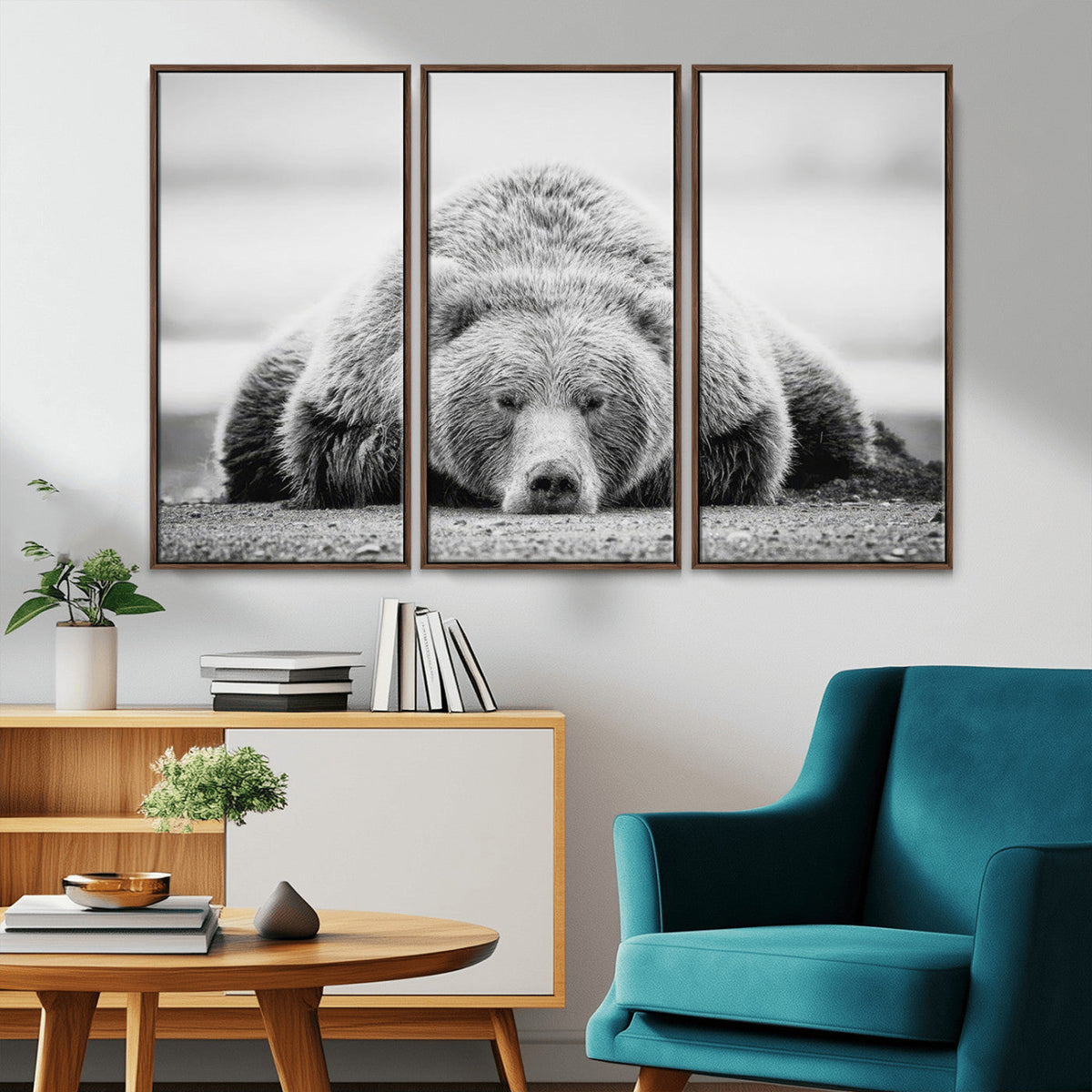Resting Grizzly Bear Wall Art Canvas Print – Majestic Lazy