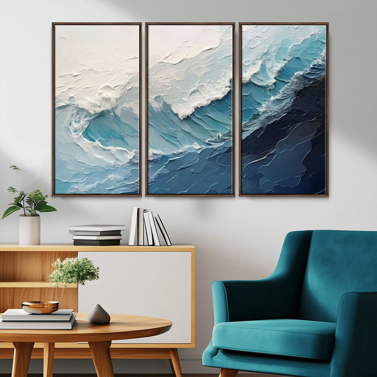 Ocean Wave Canvas Wall Art Print – Coastal Living Room Large