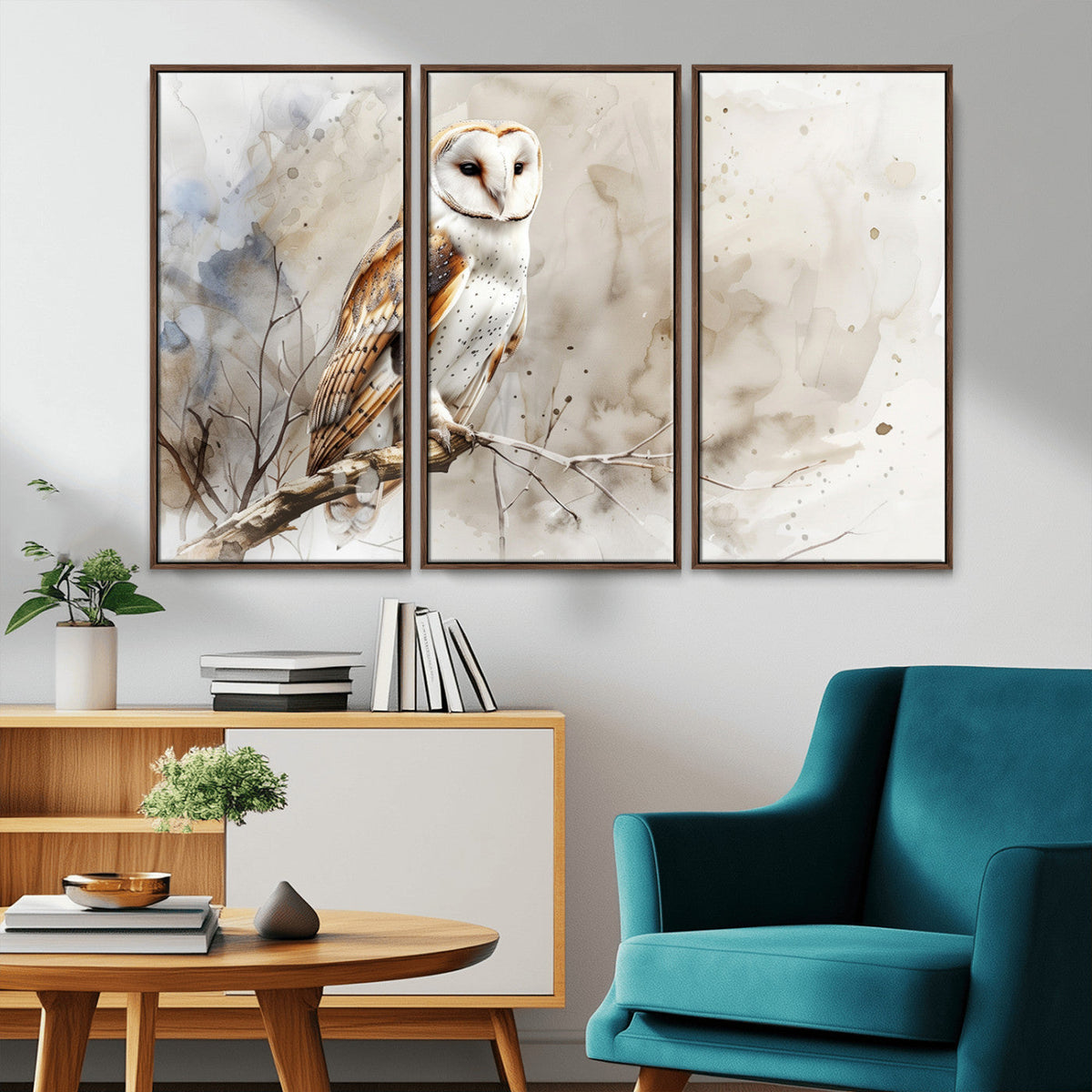 Barn Owl Wall Art | Watercolor Canvas Print | Perfect for