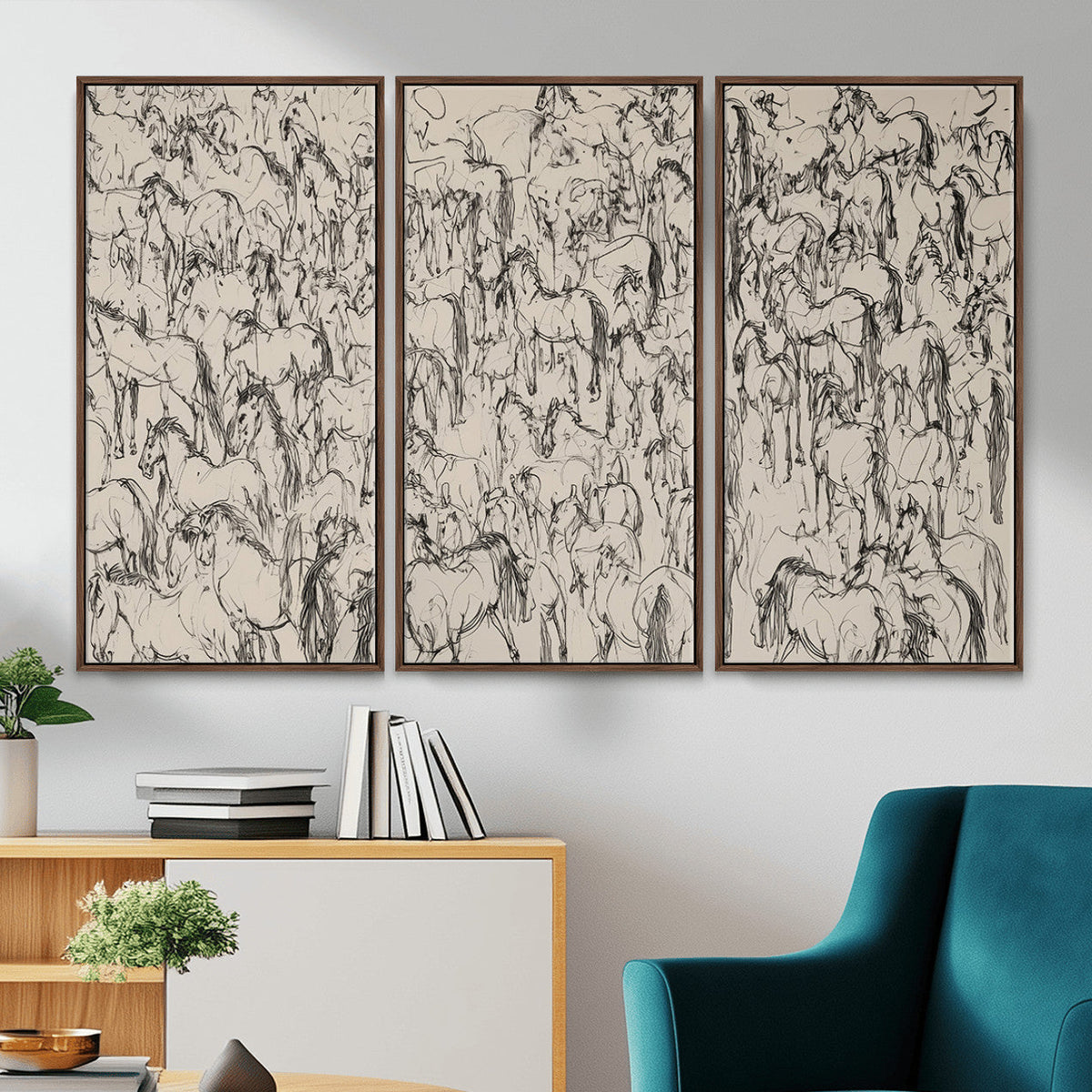 Abstract Horse Sketch Wall Art | Ready to Hang and Framed |