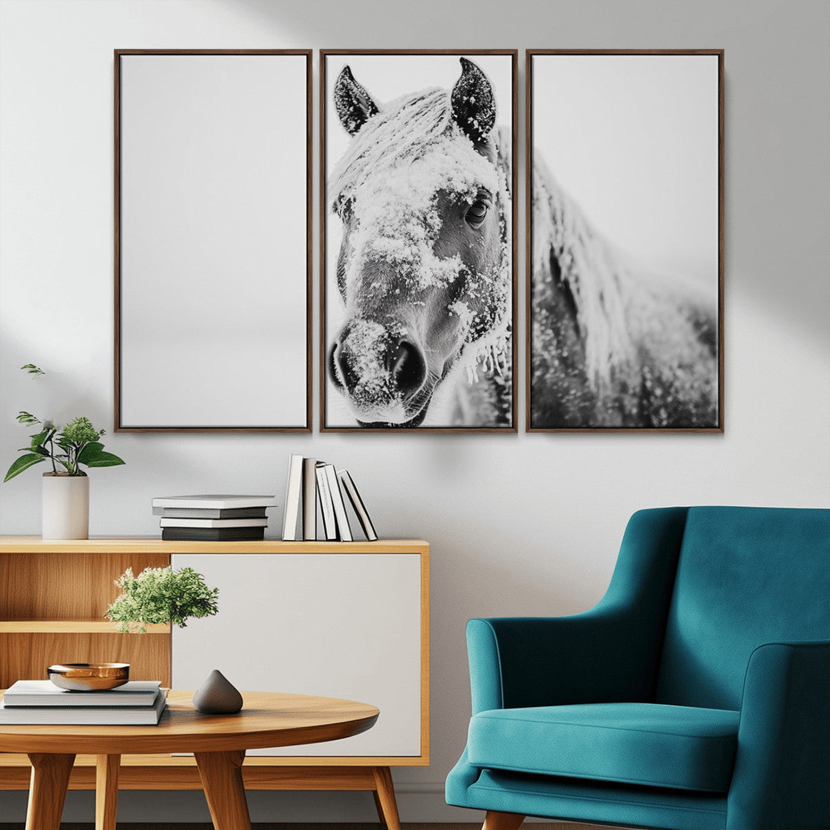 White Horse Wall Art | Ready to Hang and Framed | Winter