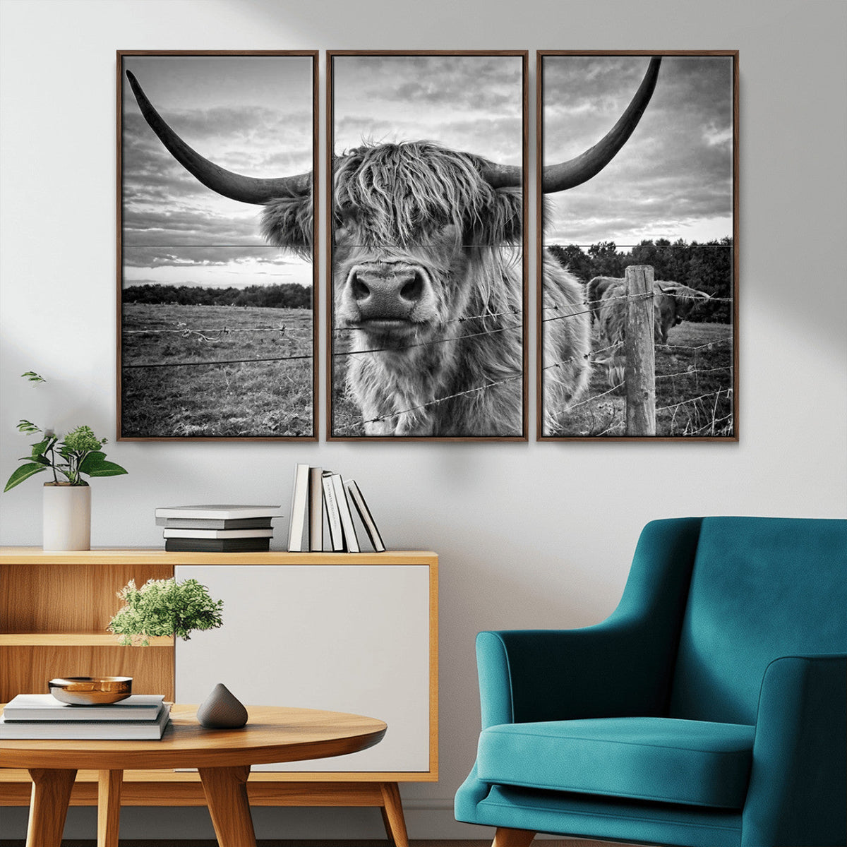 Scottish Highland Cow Wall Art Canvas Print | Ready to Hang