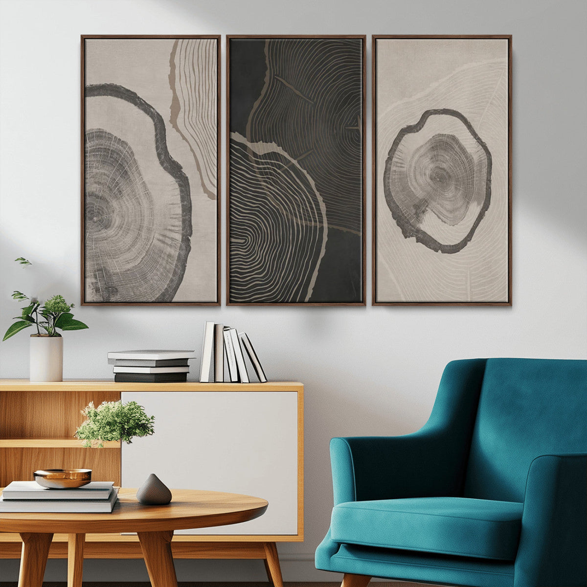 Minimalist Tree Rings Wall Art | Modern Abstract Canvas