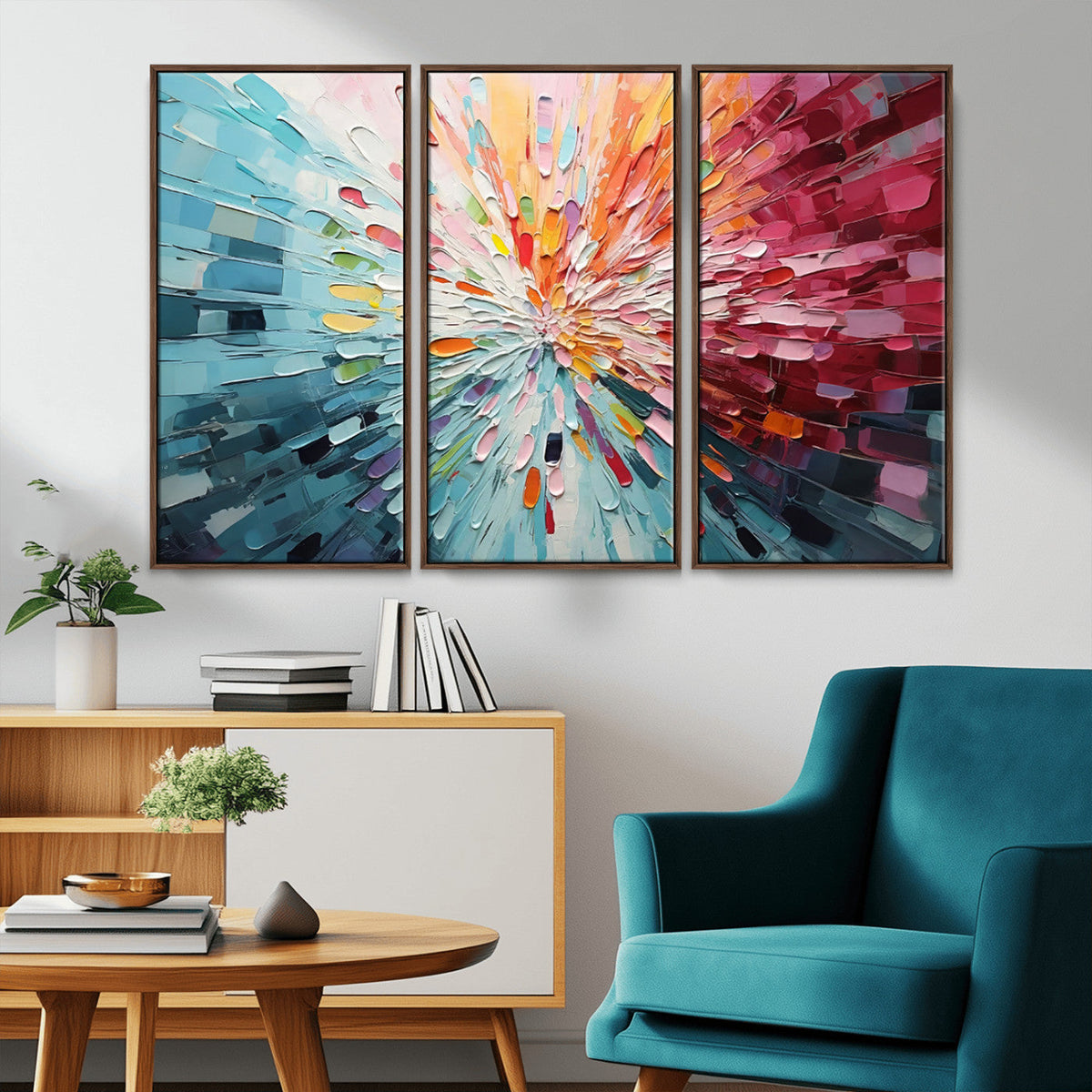 Radiant Bloom Abstract Floral Wall Art Canvas Print -
