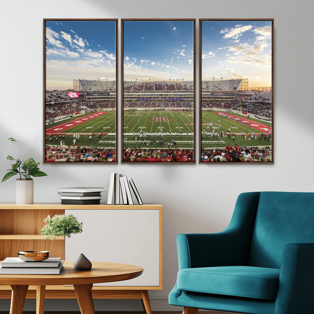 Framed Houston Cougars Football Team Print - Houston TDECU