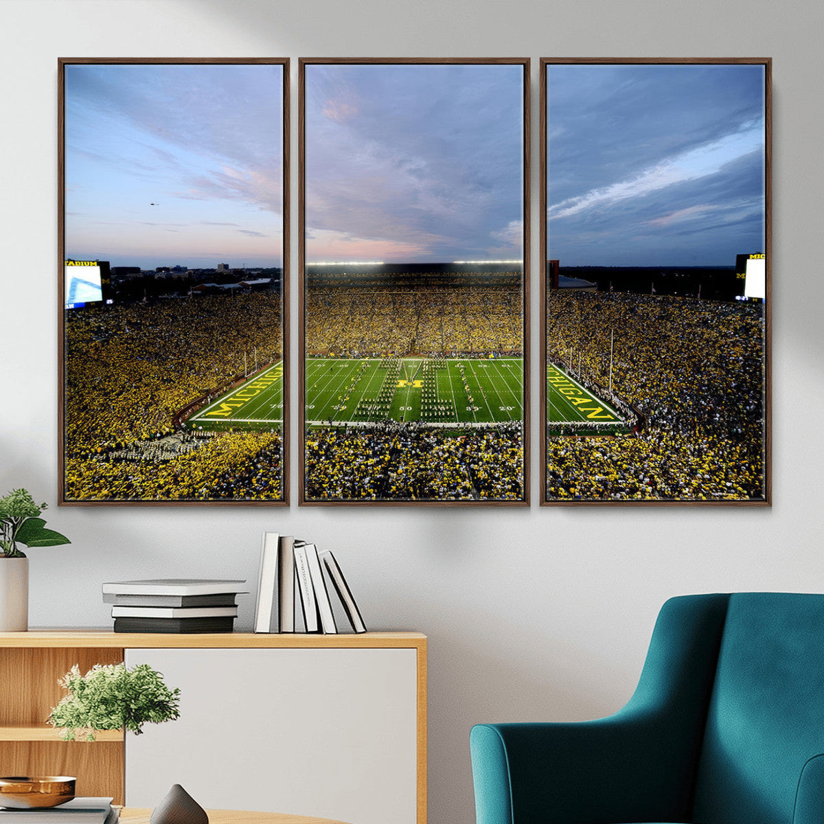Michigan Stadium Wall Art Canvas Print, Vibrant Game Day