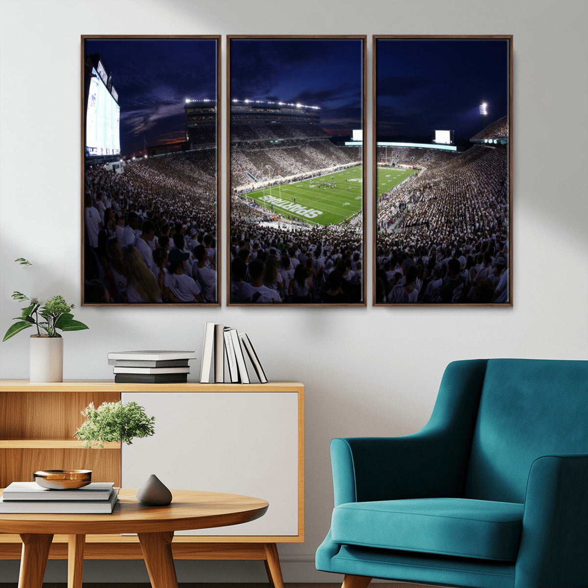 Michigan State Spartans Canvas, Framed Football Team Print -