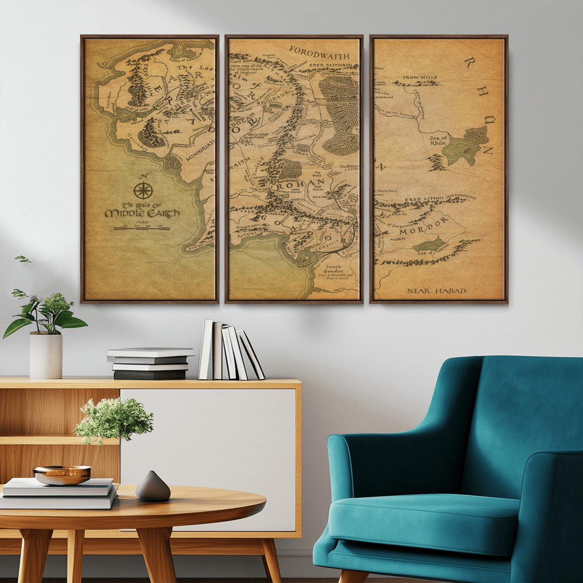 Middle Earth Map Canvas Wall Art – Vintage Fantasy Map