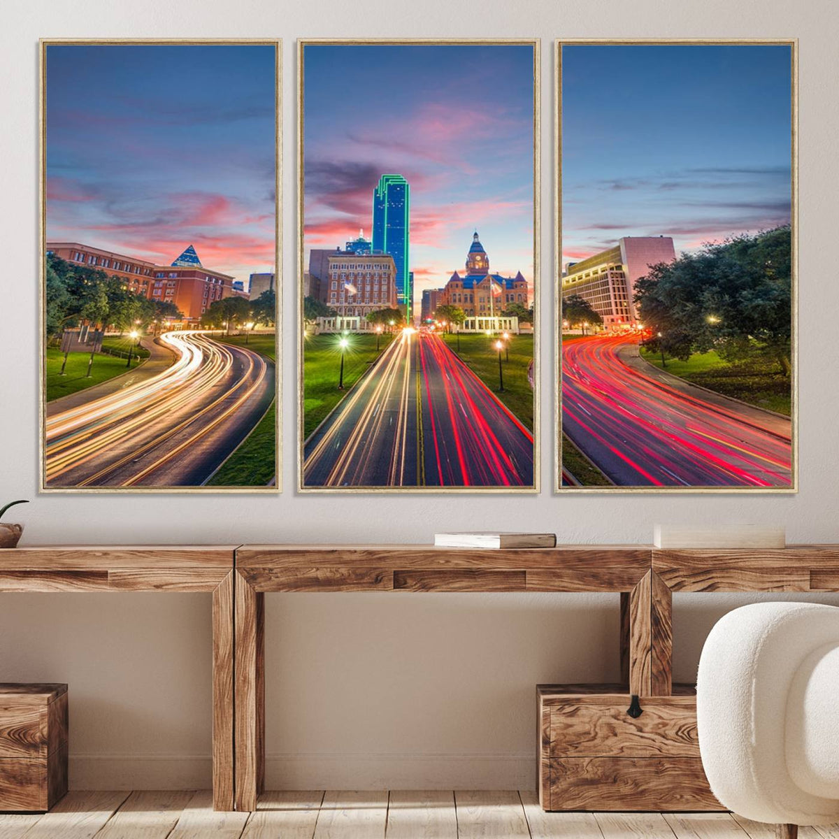 Dallas City Lights Large Wall Art Dallas Cityscape Canvas