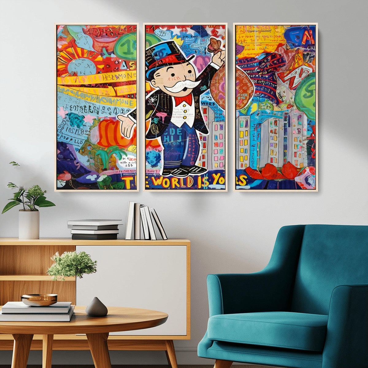Pop Art Monopoly Man Canvas Wall Art Print - Bold and