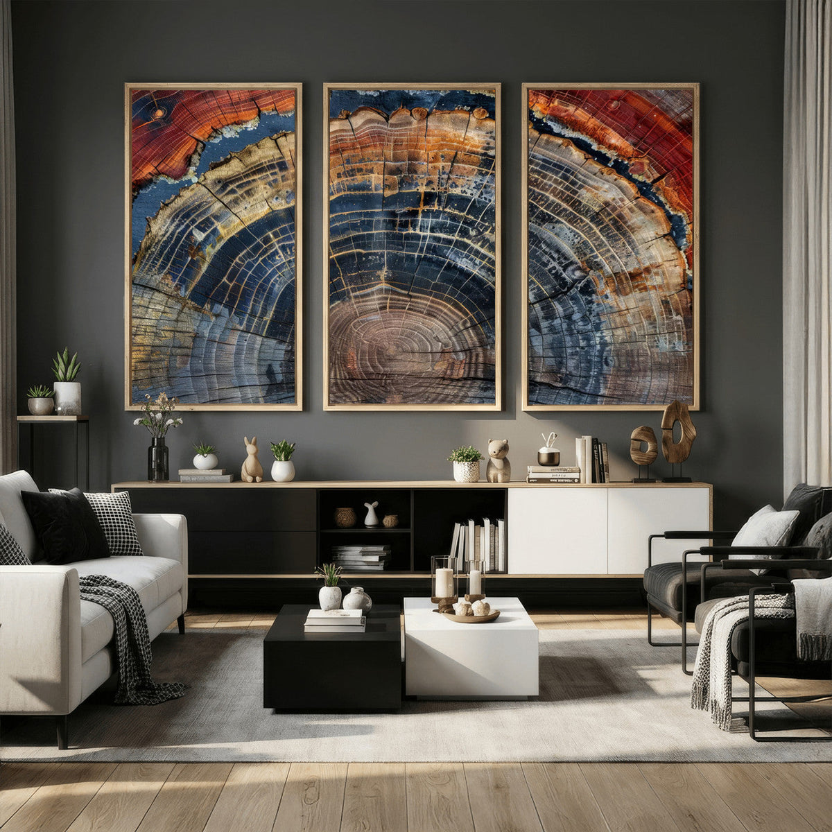 Abstract Tree Ring Wall Art Canvas Print