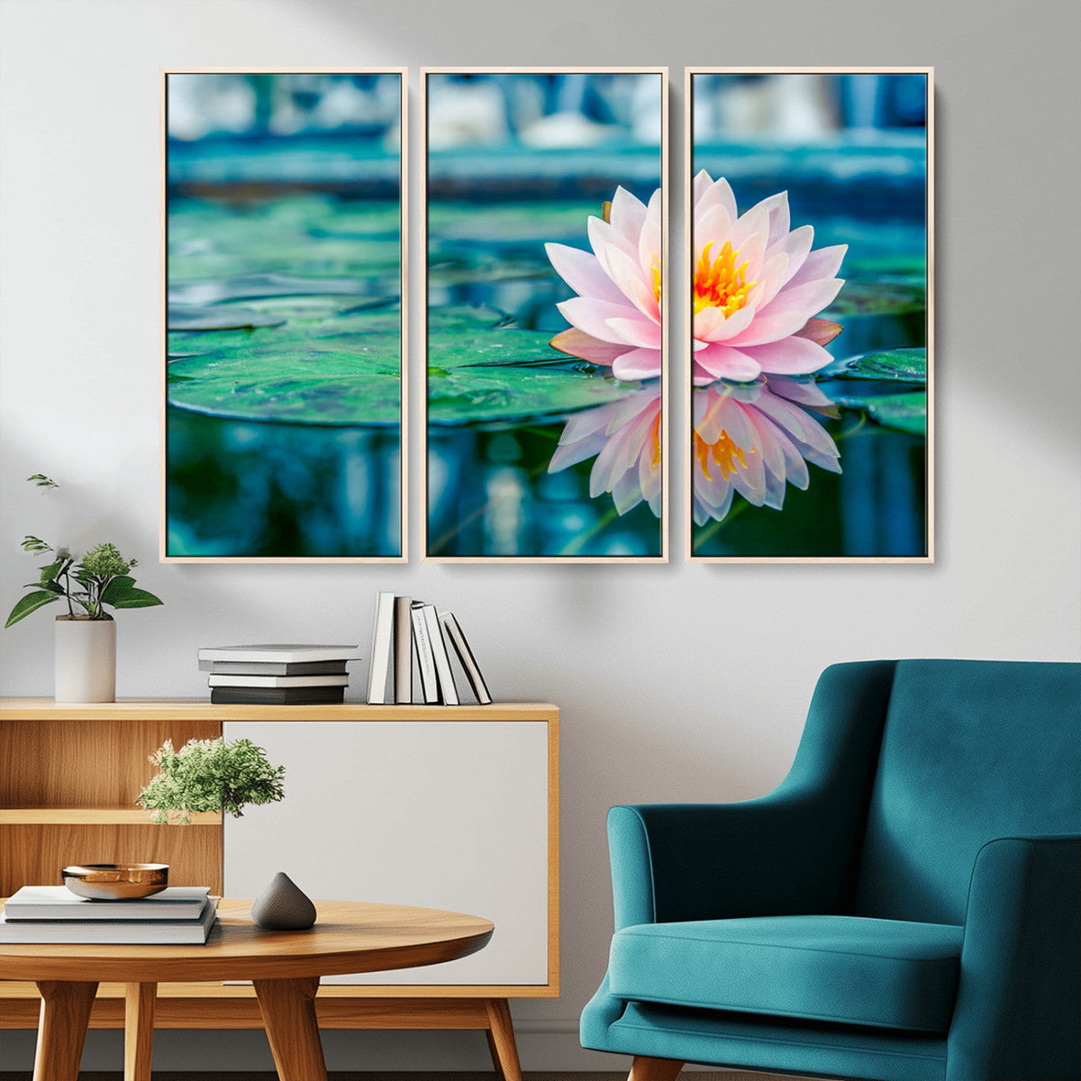 Lotus Flower Wall Art Canvas Print, Water Lily Large Wall