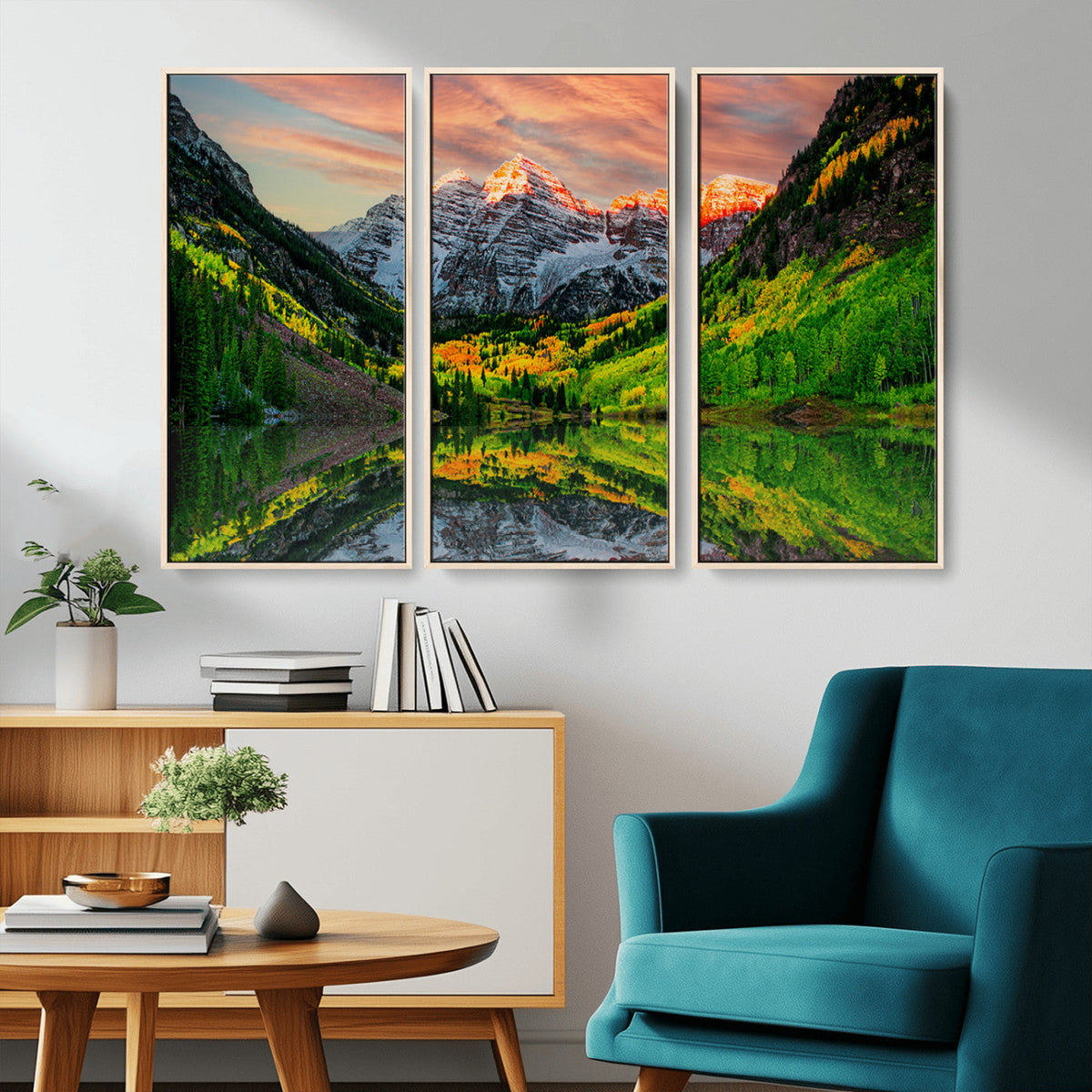 Maroon Bells Lake Wall Art Canvas Print – Framed Majestic