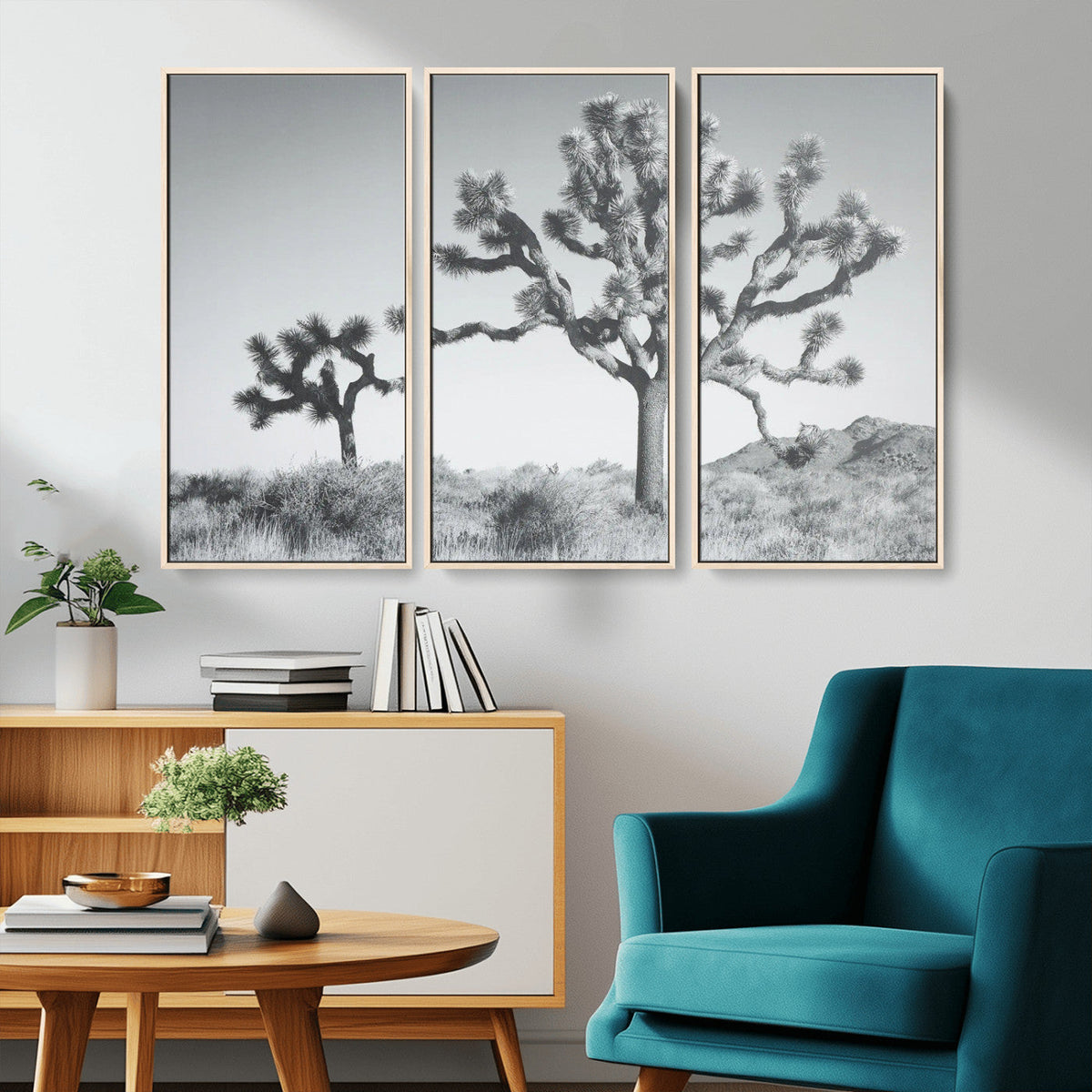 Joshua Tree Wall Art Canvas Print – Framed Black White