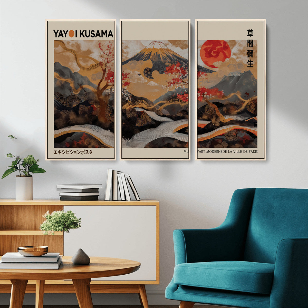 Modern Japanese Wall Art Canvas Print – Framed Abstract