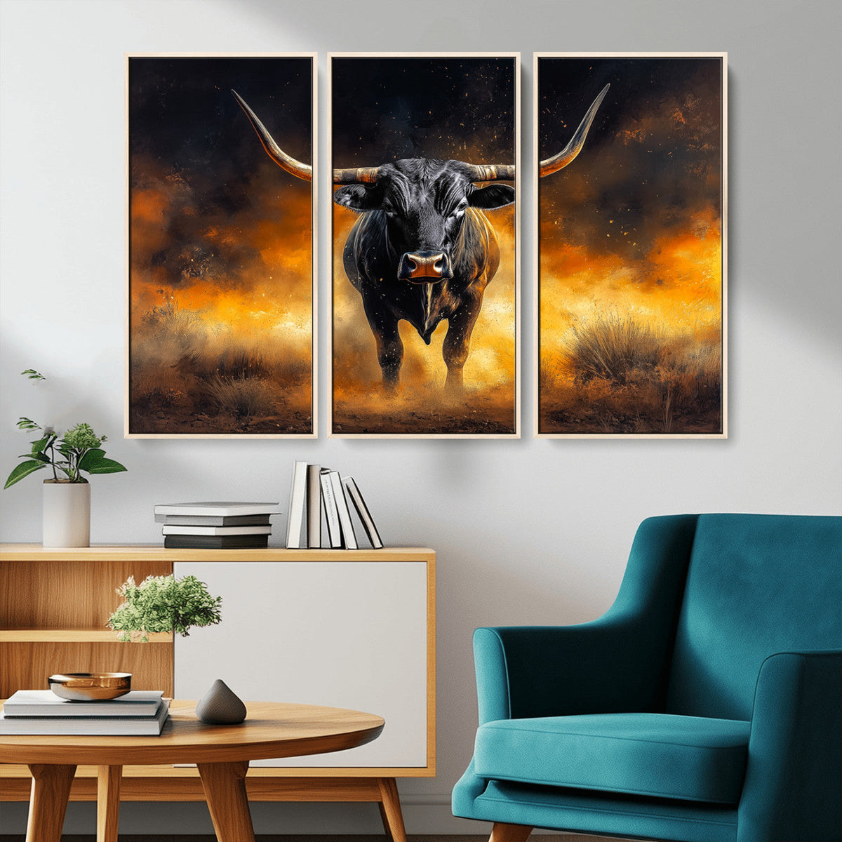 Longhorn Canvas Wall Art Canvas Print – Framed Bold Bull