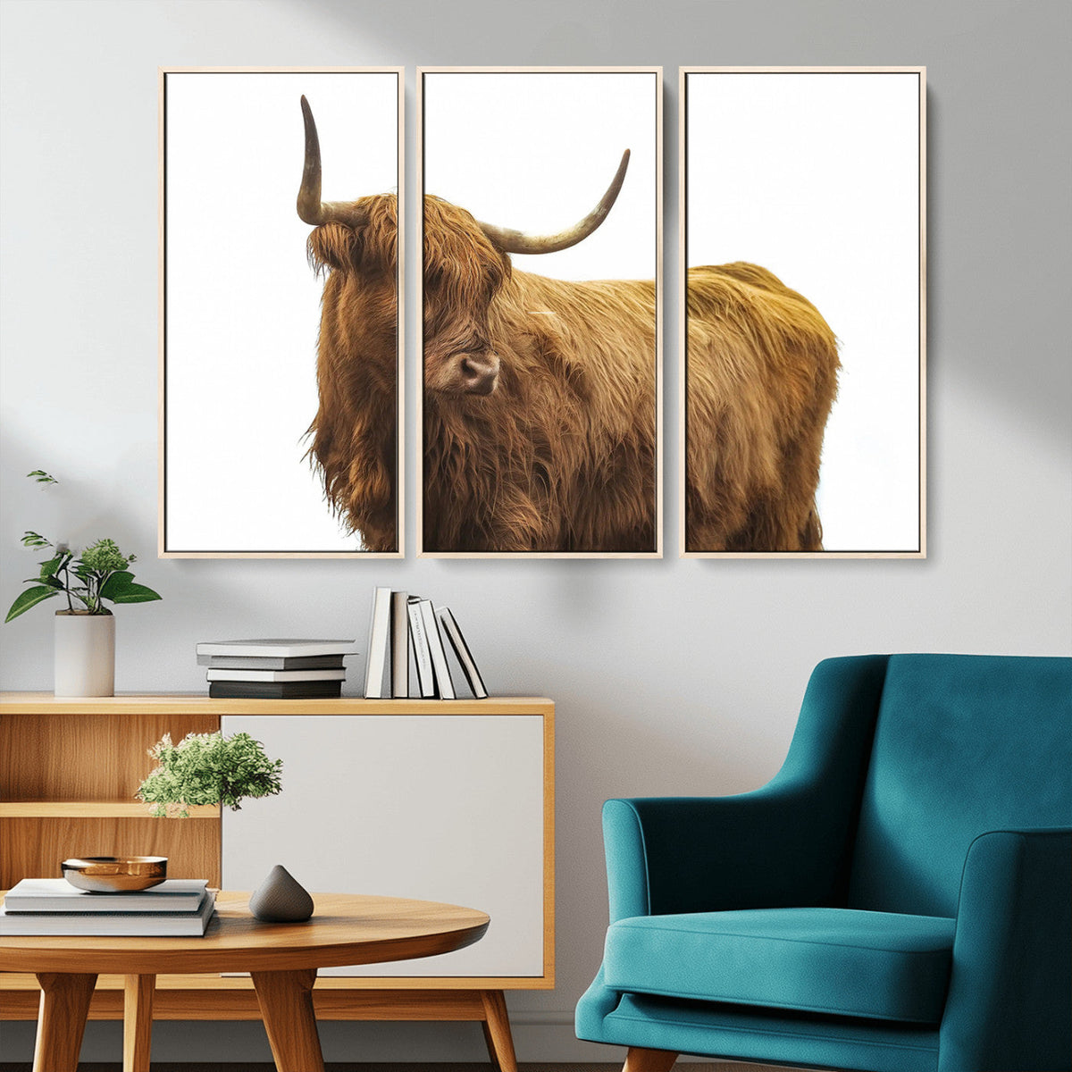 Highland Cow Wall Art Canvas Print – Framed Farmhouse Rustic