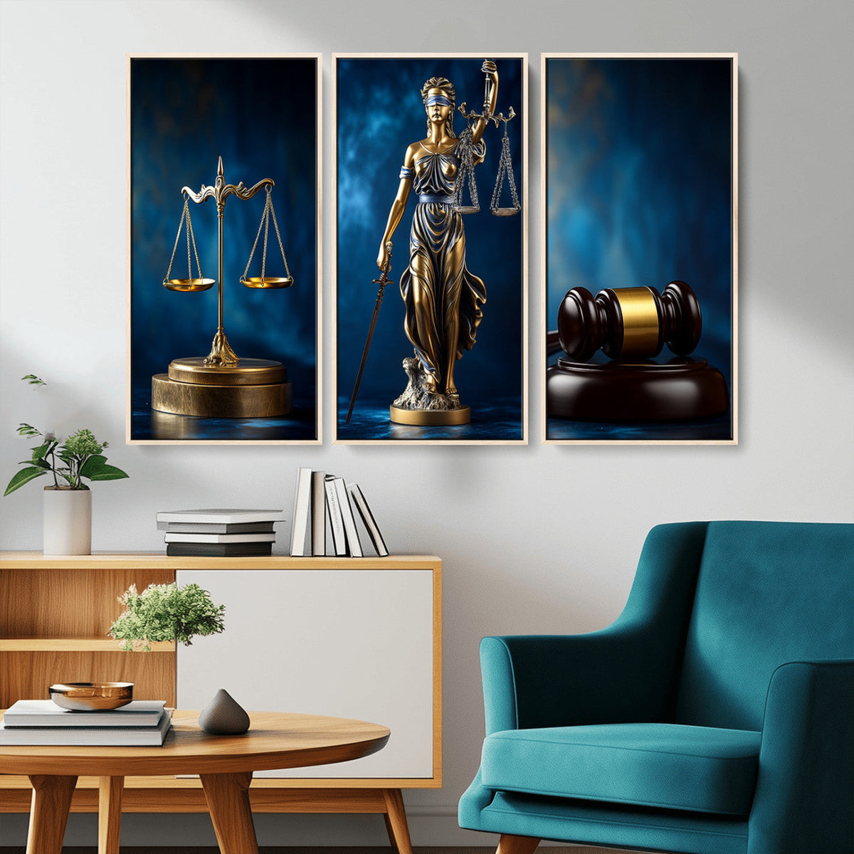 Lady Justice Wall Art Canvas Print – Elegant Gold Legal