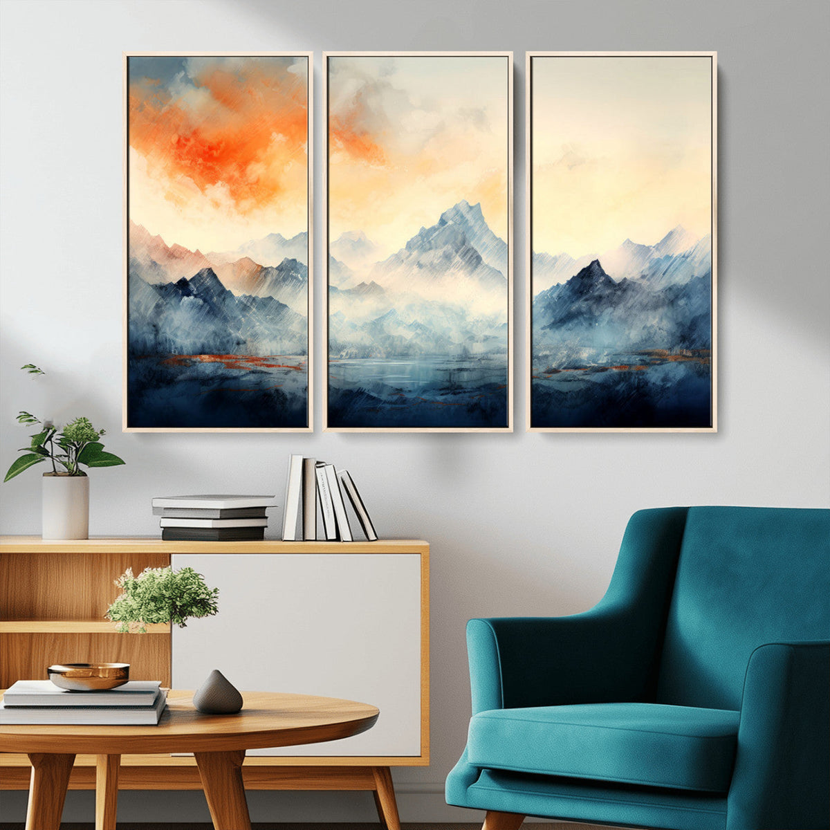 Warm Clouds Abstract Mountain Wall Art Canvas Print