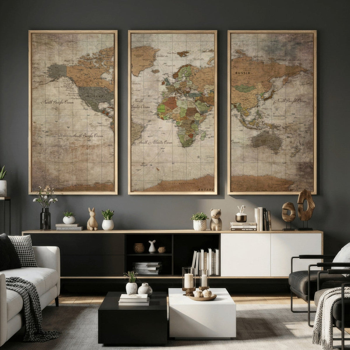 World Map Canvas Print – Framed Travel Map Wall Art for