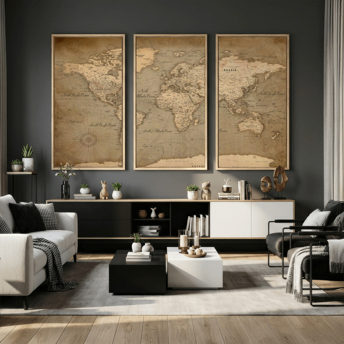 World Map Canvas Print – Framed Travel Map Wall Art for