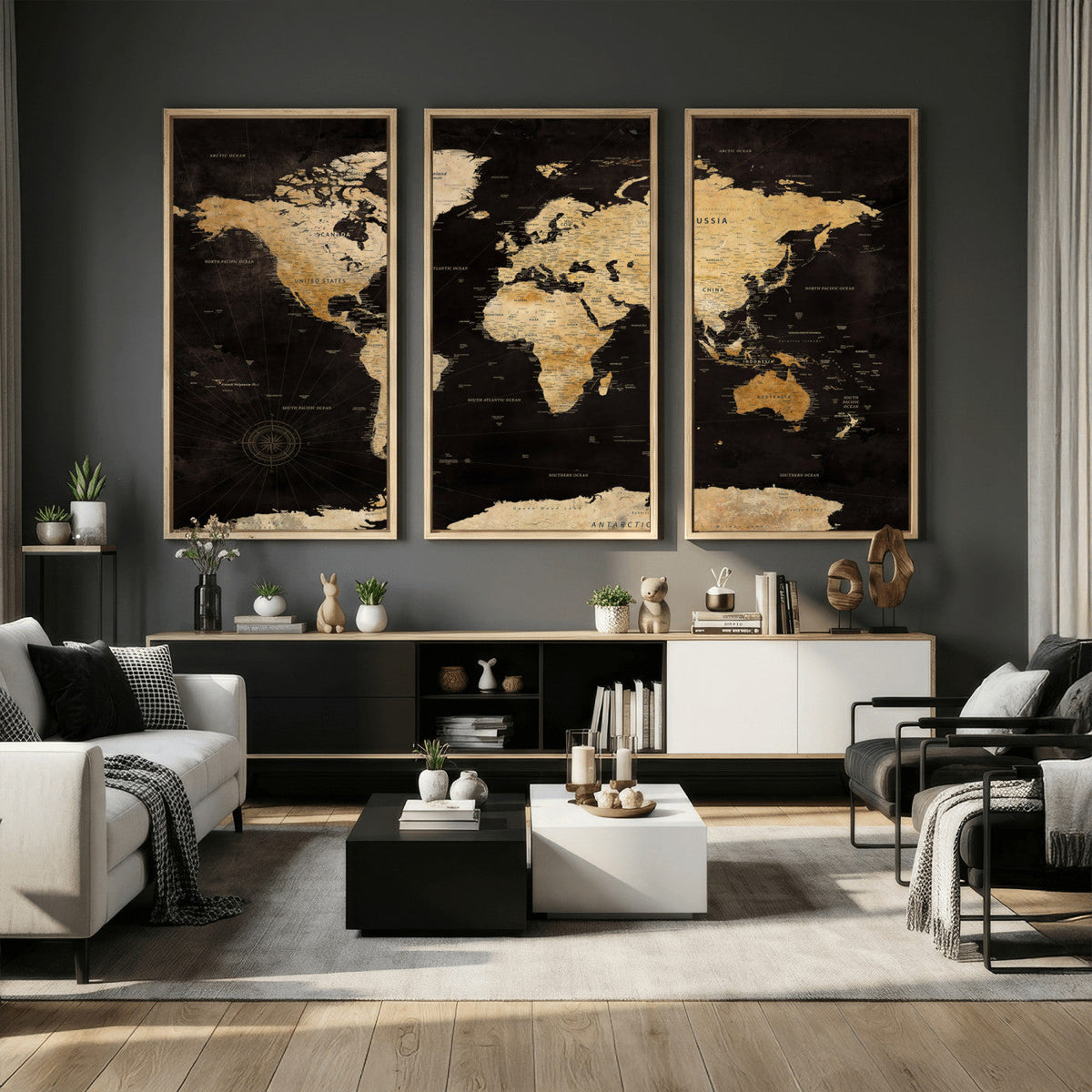 Extra Large World Map Canvas Print – Detailed Map Classic