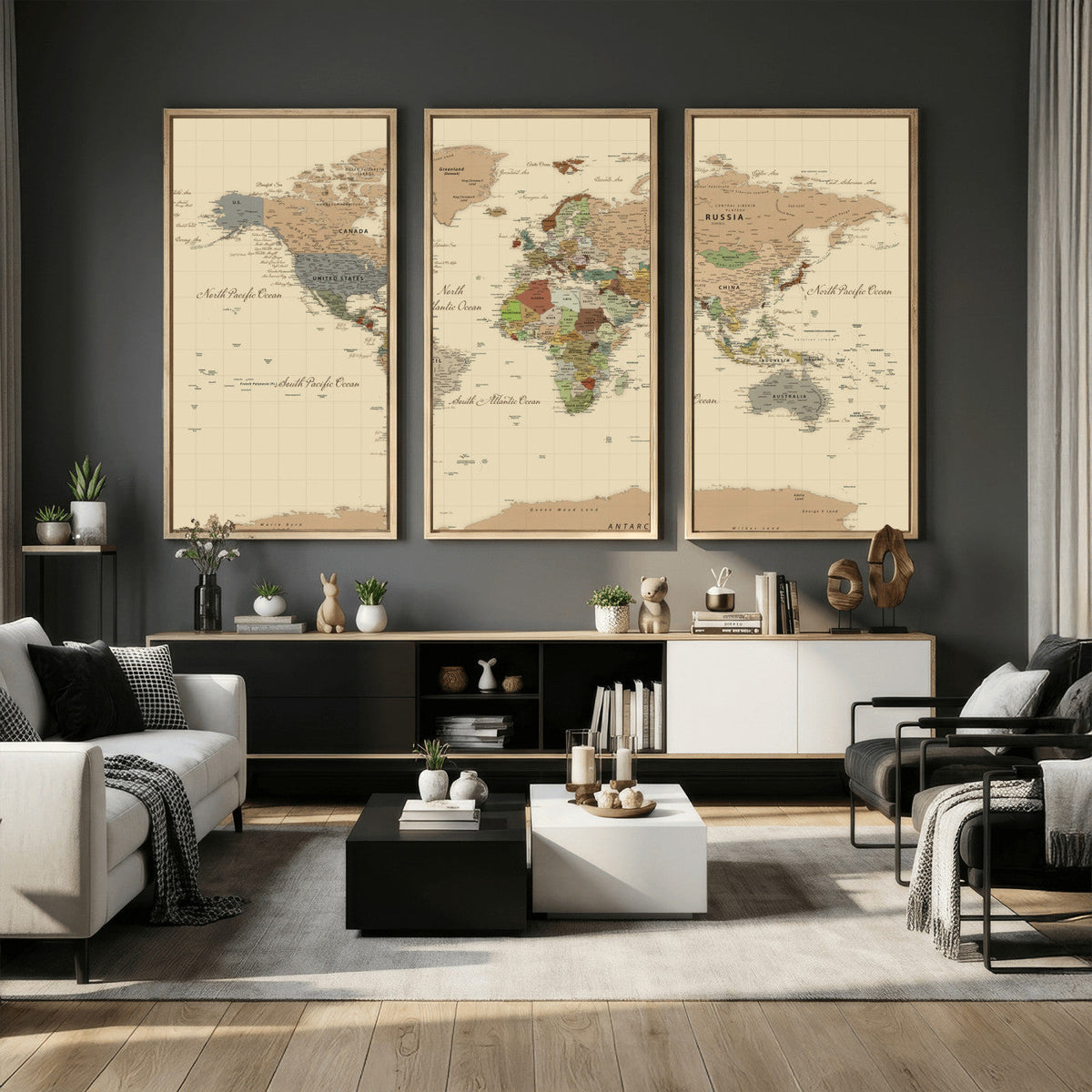 Extra Large World Map Canvas Print – Detailed Map of the