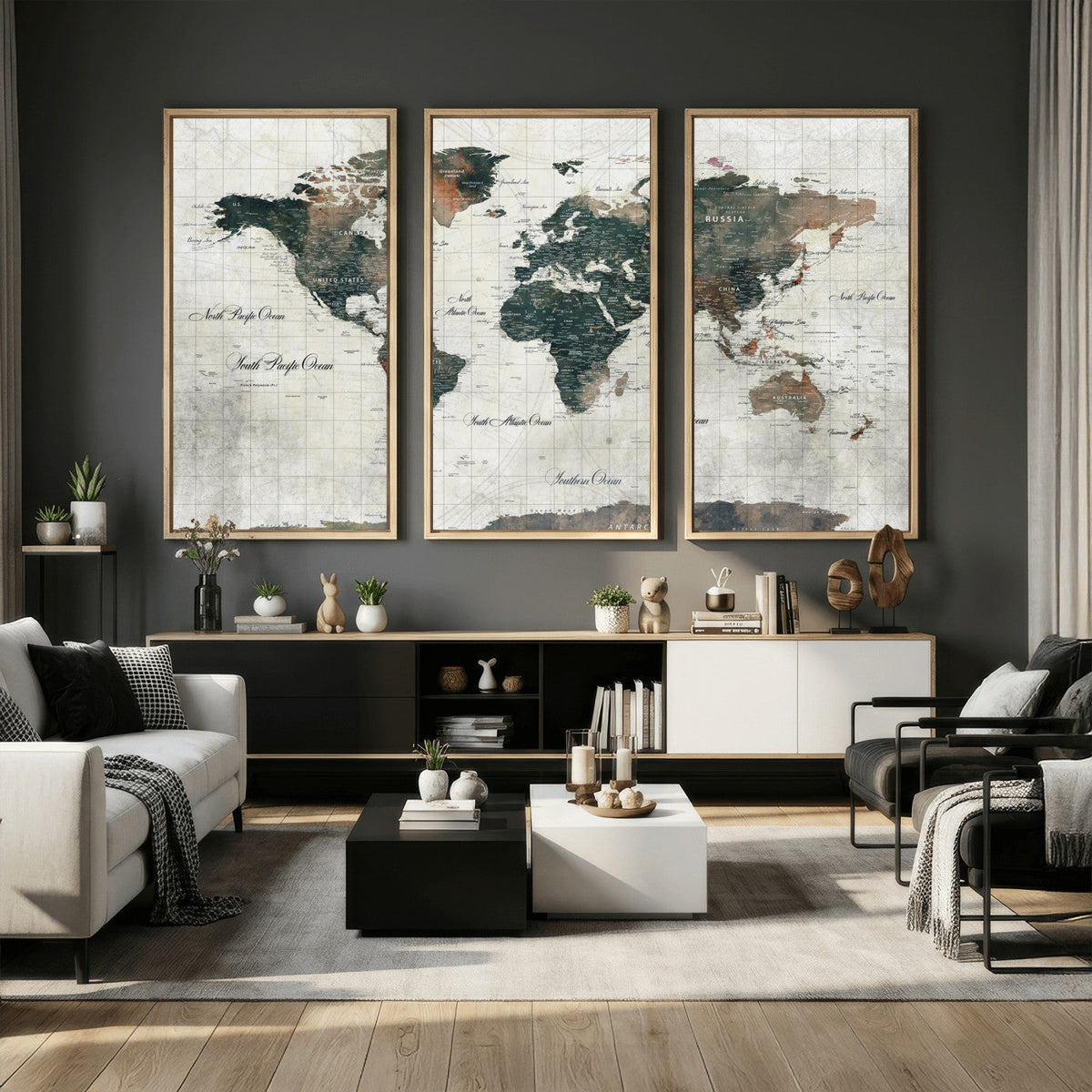 World Map Canvas Print – Framed Travel Map Wall Art for