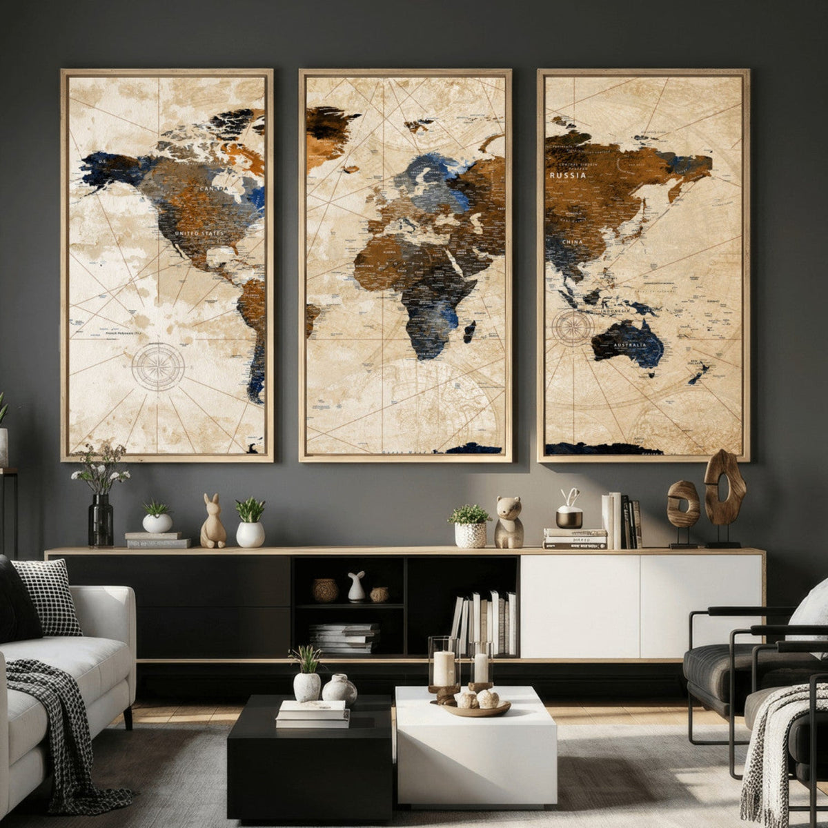 World Map Canvas Print – Framed Travel Map Wall Art for