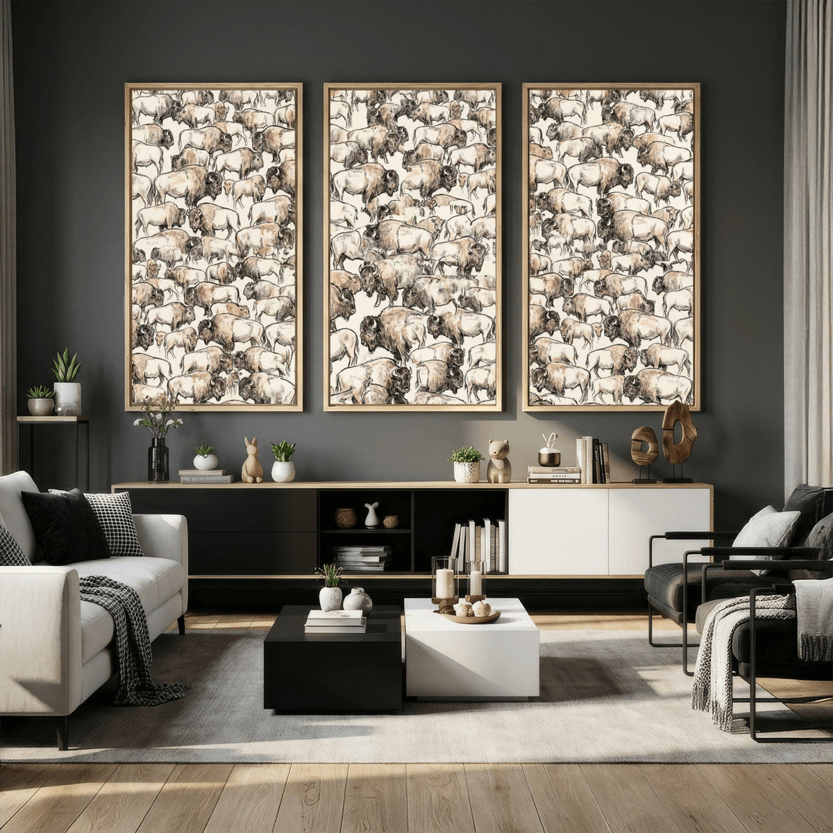 American Bison Canvas Print - Abstract Buffalo Wall Art