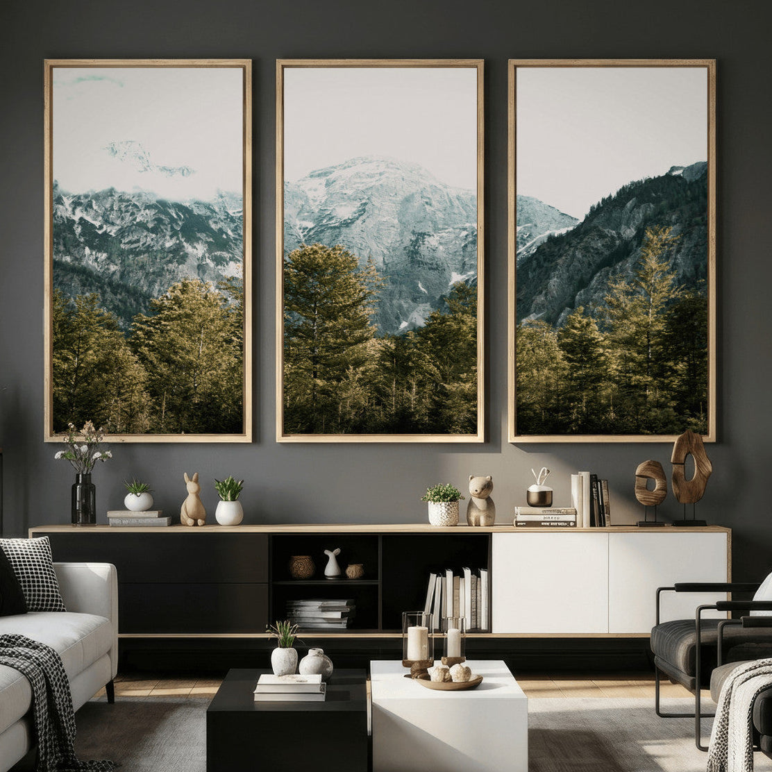 Mountain Forest Wall Art Canvas Print, Alpine Landscape