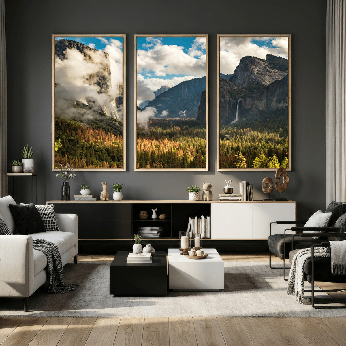 Yosemite Valley River Wall Art Canvas Print