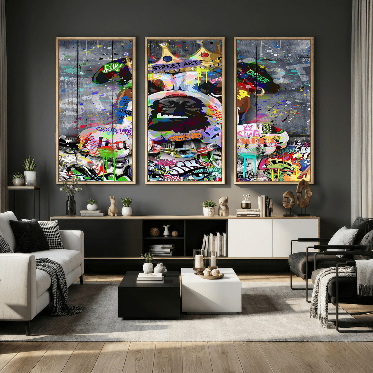 Graffiti Dog Wall Art Decor for Teen Bedroom - Abstract