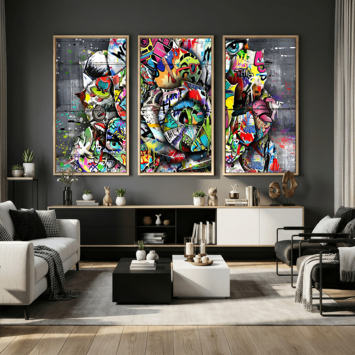 Abstract Graffiti Collage Street Art Wall Art Canvas Print
