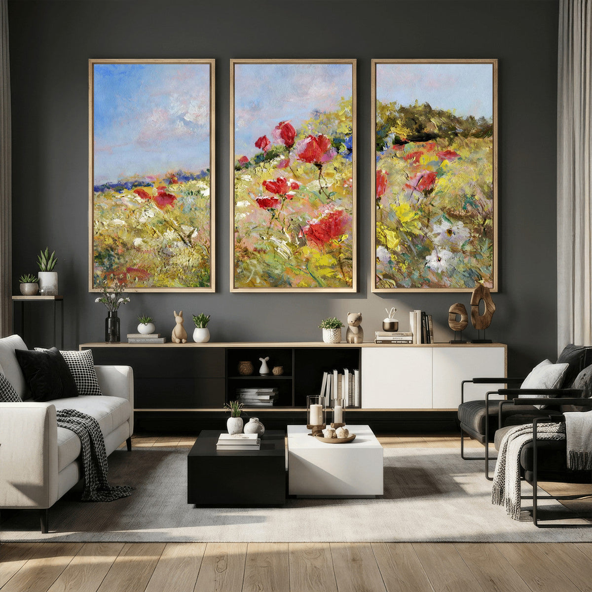 Abstract Mountain Landscape Wall Art Canvas Print – Textured