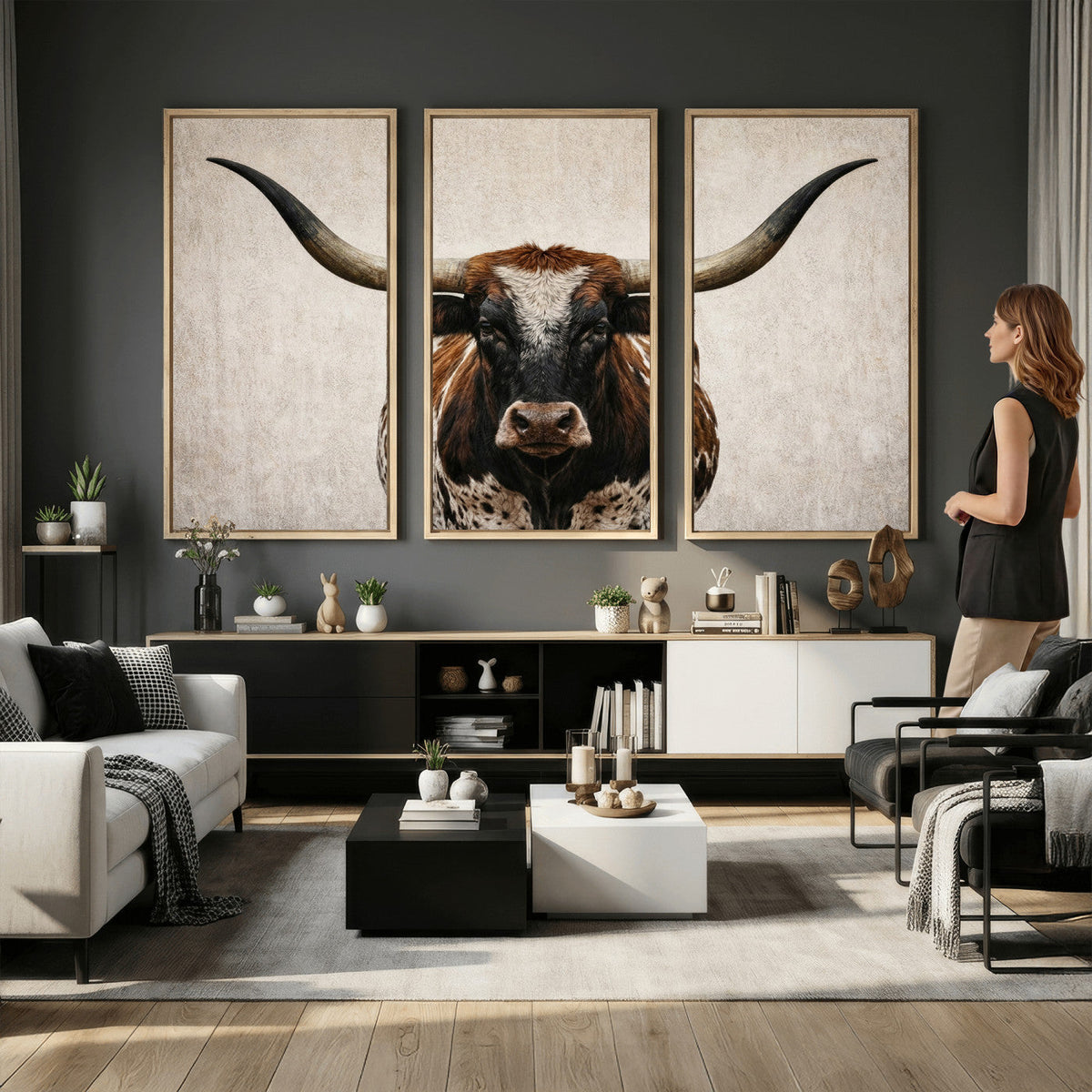 Texas Longhorn Canvas Wall Art Western Bull Desert Moody
