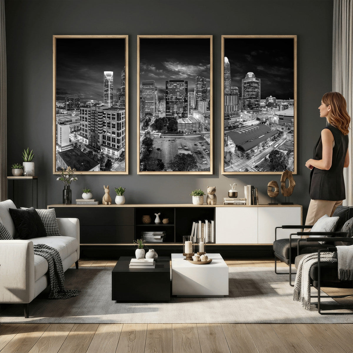 Charlotte Skyline Canvas Wall Art Print – North Carolina Cityscape Photography Print