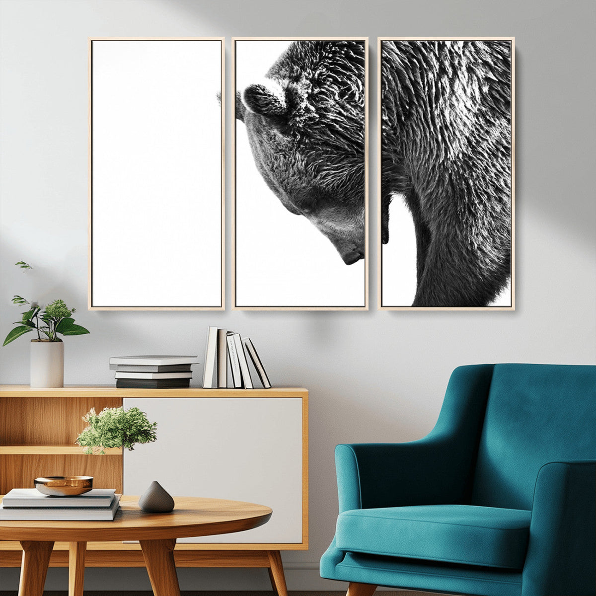 Black and White Grizzly 399 Bear Canvas Print Wall Art |