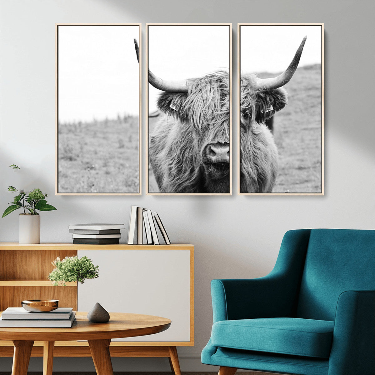 Newfoundland Cow Art Wall Art, Black White Cow Art Wall Art