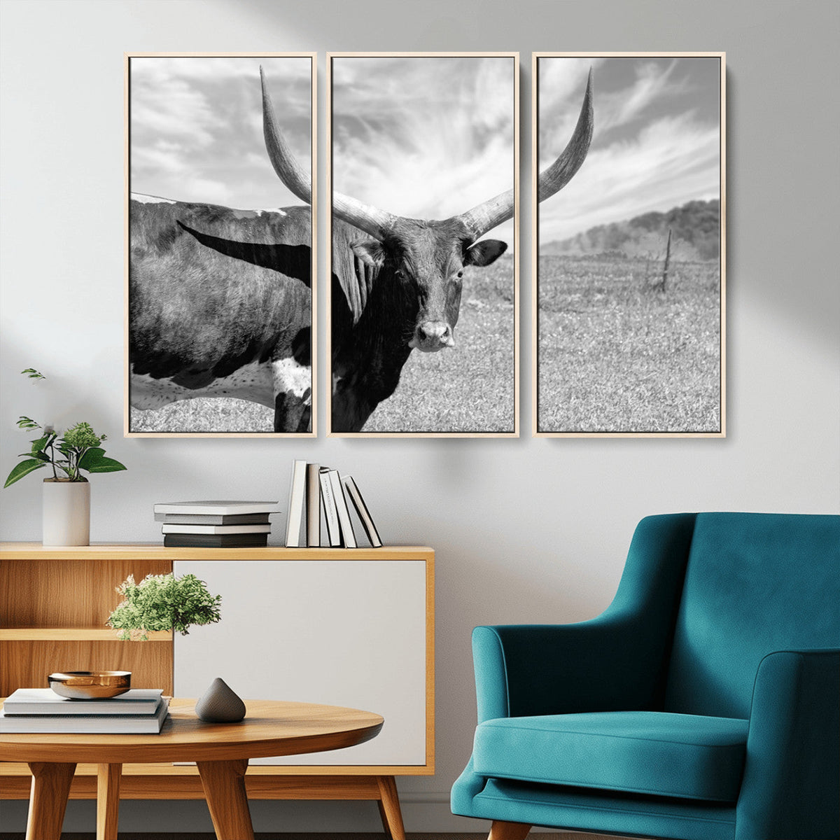 Cattle Wall Art Longhorn Cow Canvas Print